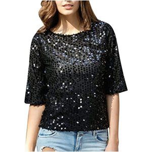 Black Sequined Top by Who What Wear 1X